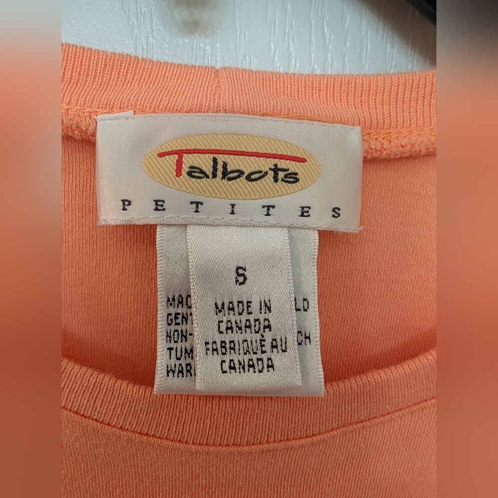 Talbots Petites Coral Short Sleeve Crew Neck Top - Picture 3 of 5